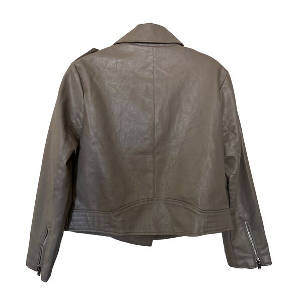 Faux Leather Jacket Gray Women’s Size M Zippers Rori Gilmore - Picture 3 of 12